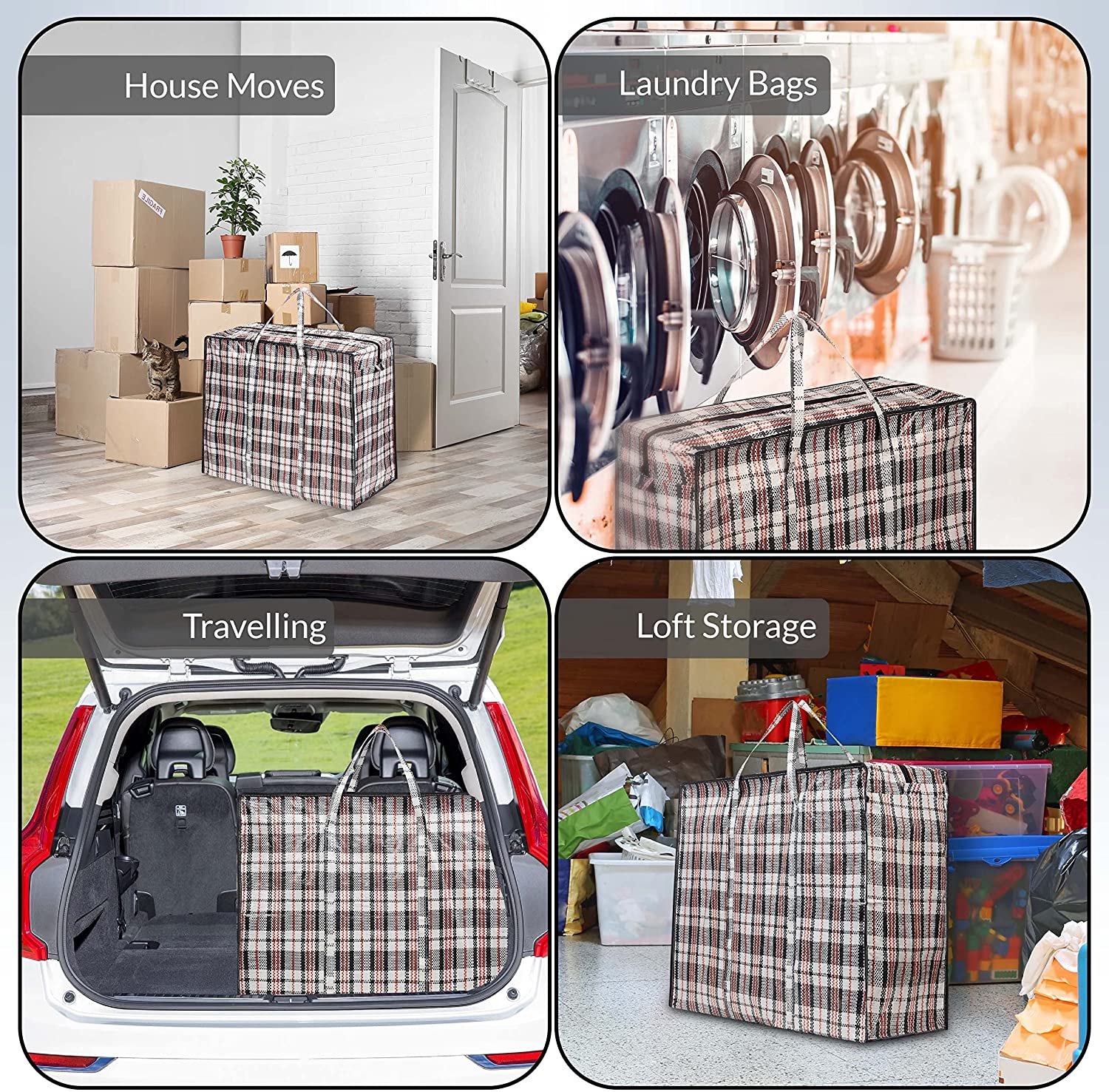 DECO EXPRESS Pack of 5 Large Storage Laundry Shopping Bags - Get Trend