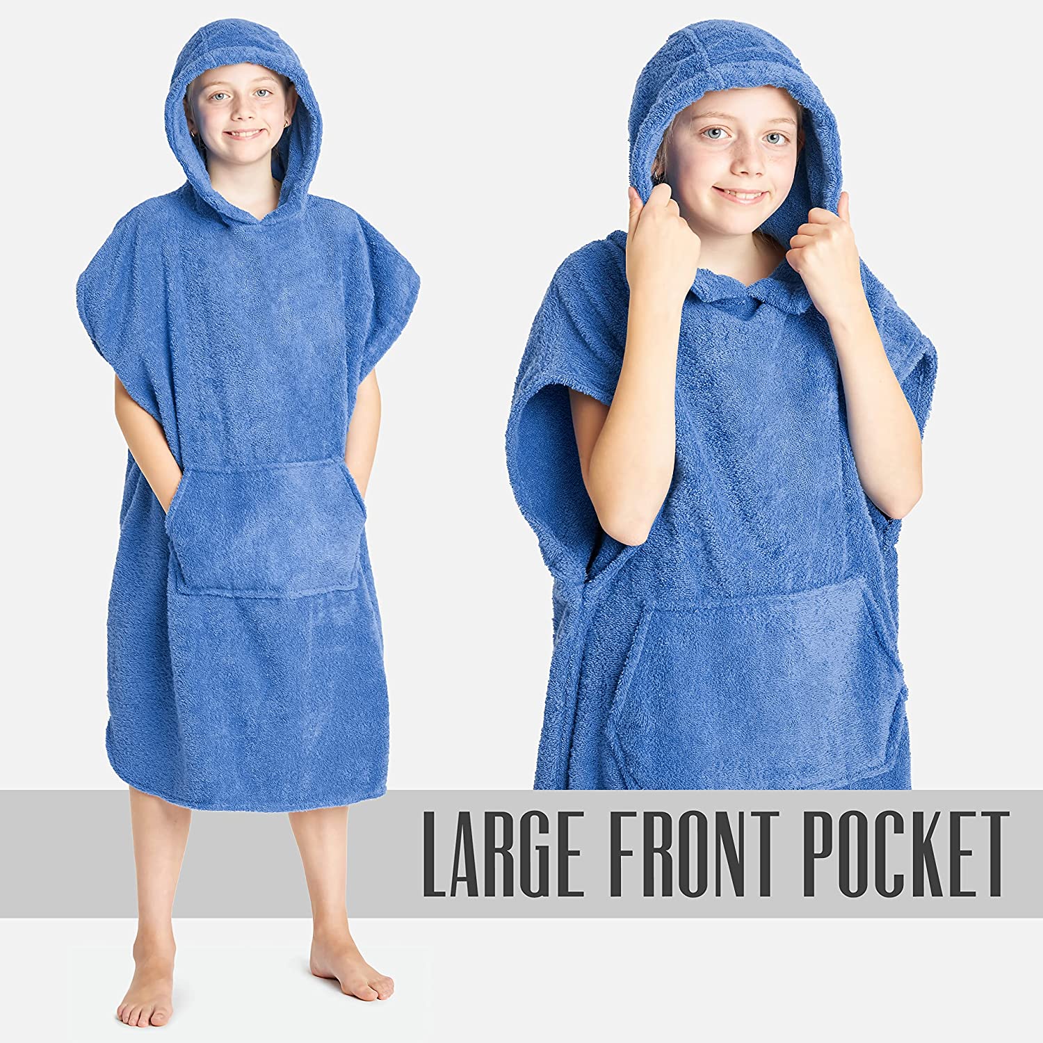 CityComfort Hooded Towelling Poncho with Pockets for Boys and Girls - Get Trend