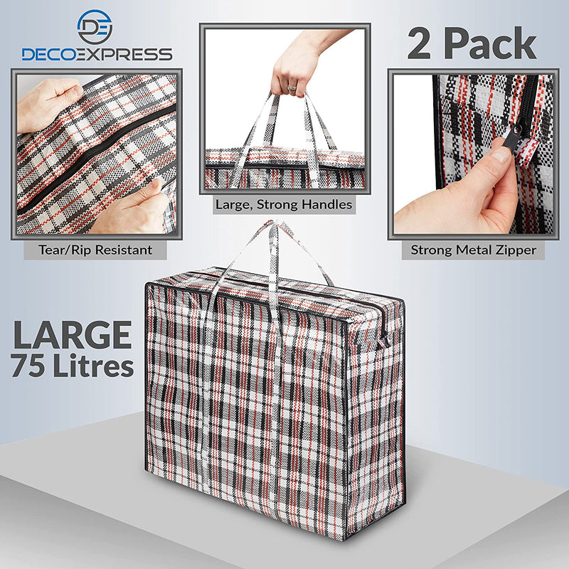 DECO EXPRESS Large Laundry Bags with Zip - 2 Pack Large Storage Bags