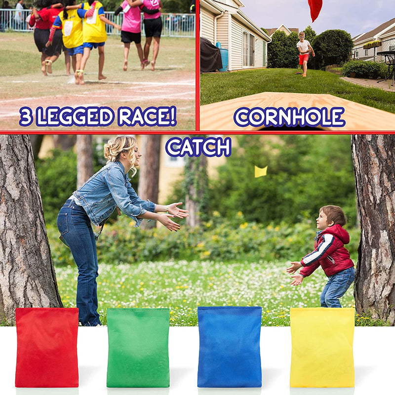 KreativeKraft Outdoor Games for Kids 10 Bean Bags 4 Straps for Three legged Race