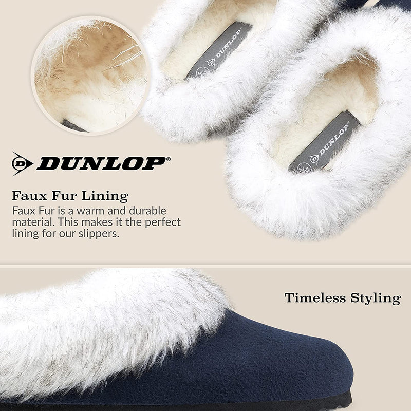 Dunlop Ladies Slippers, Fluffy Slippers Women Faux Fur, House Shoes Indoor Outdoor - Get Trend