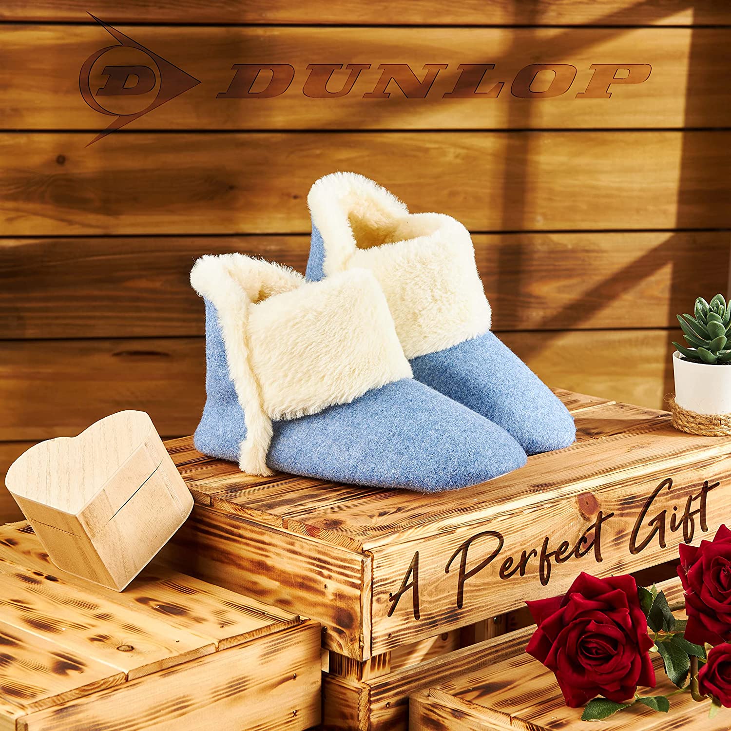 Dunlop Women's Slippers, Fluffy Slipper Boots with Memory Foam Insoles - Get Trend