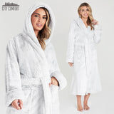 CityComfort Dressing Gown Women with Hood - Luxurious Fluffy Ladies Dressing Gown in Super Soft Fleece - Get Trend