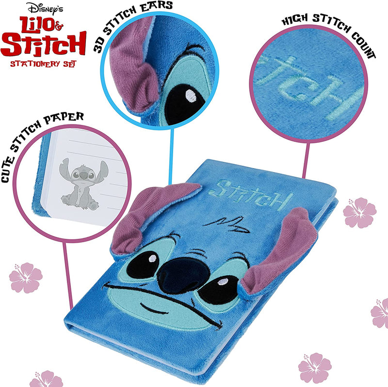 Disney Notebook, School Stationary Set with Stitch Fluffy Notebook and Pen Set - Get Trend