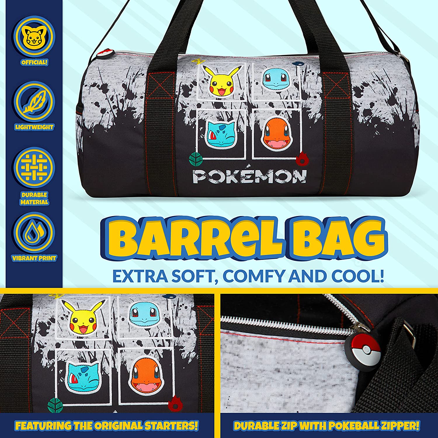 Pokemon Gym Bag for Kids, Pikachu Boys Duffle Bag Large Holdall - Get Trend