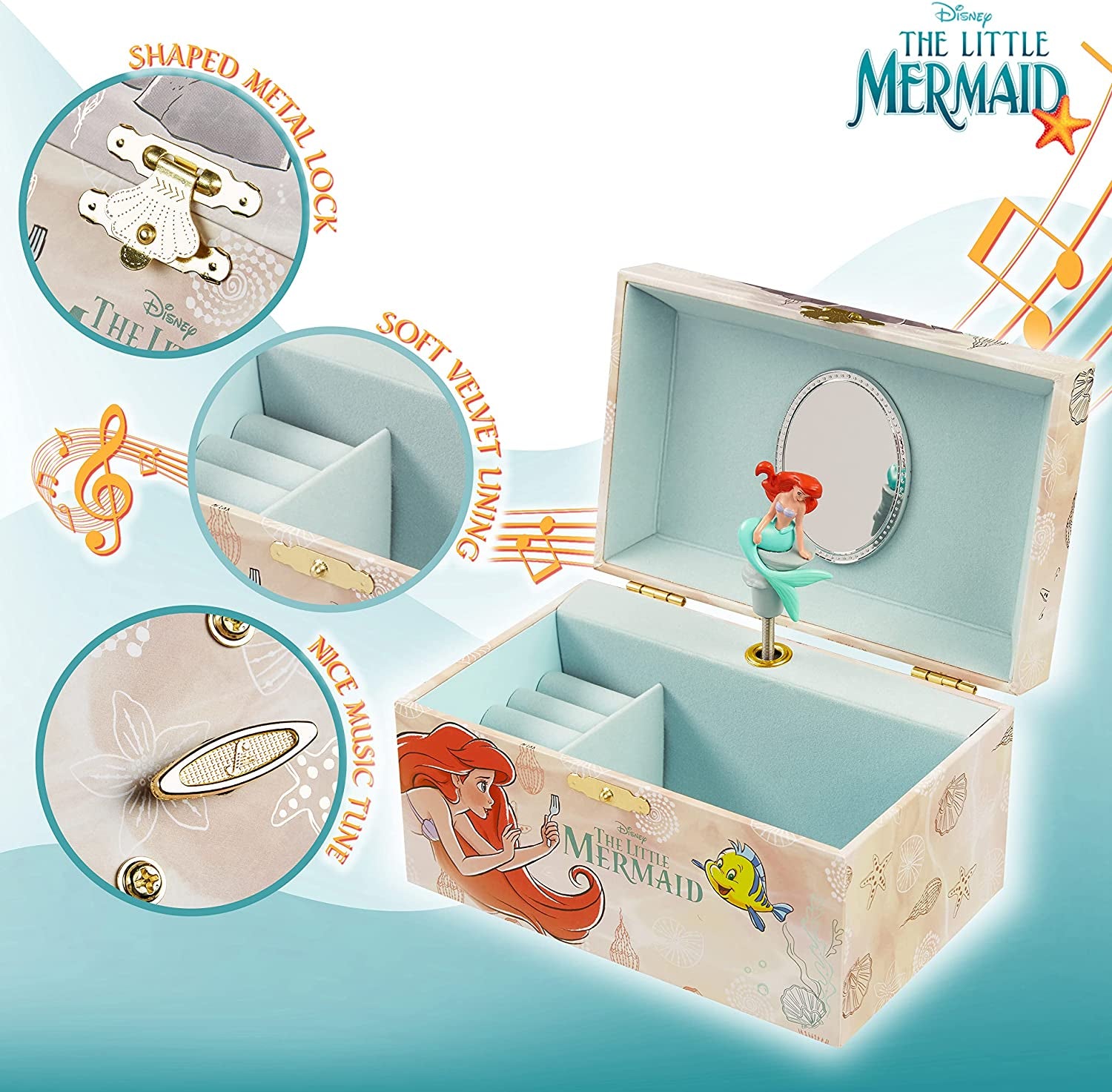 Disney Musical Jewellery Box for Girls - Little Mermaid Musical Jewellery Box - Get Trend