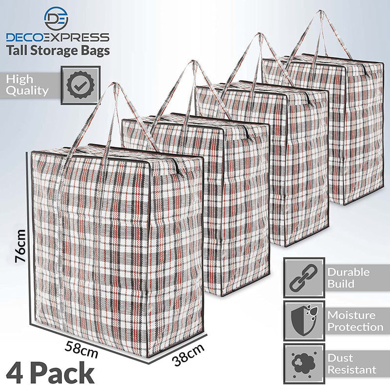 DECO EXPRESS Strong Large Laundry Bags Pack of 4, Storage Bags