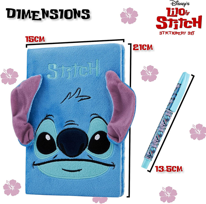 Disney Notebook, School Stationary Set with Stitch Fluffy Notebook and Pen Set - Get Trend