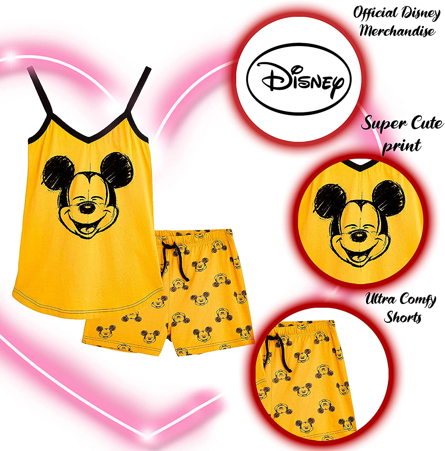 Disney Mickey Mouse Cotton Pajamas Shorts Set for Teenage Girls Women - Get Trend