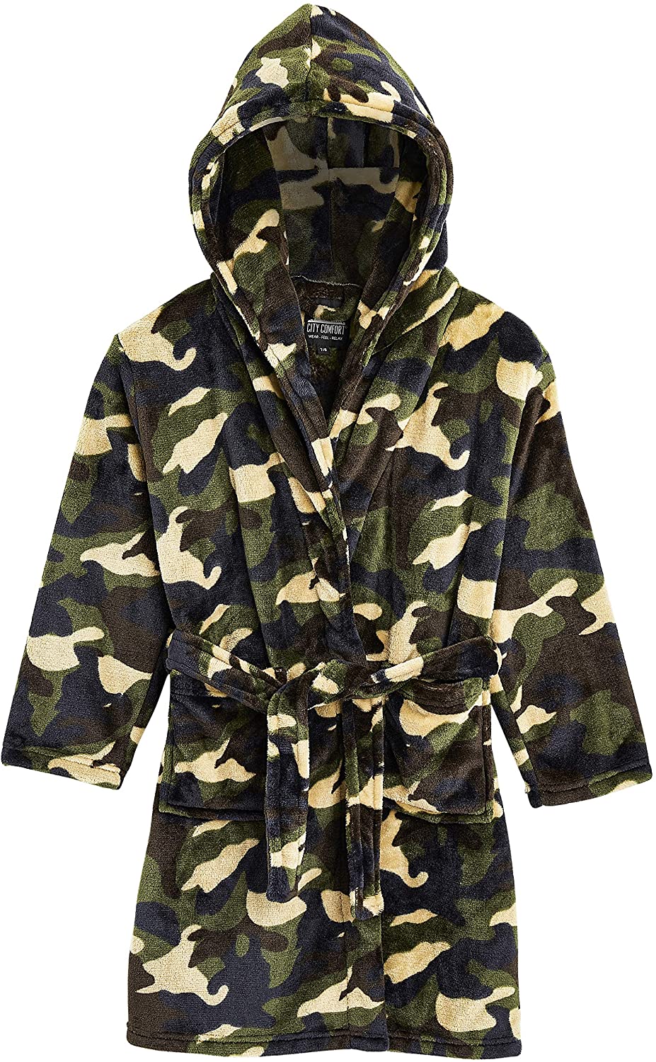 CityComfort Dressing Gown,Camo Fleece Robes with Hoodie and Pockets,for Kids - Get Trend