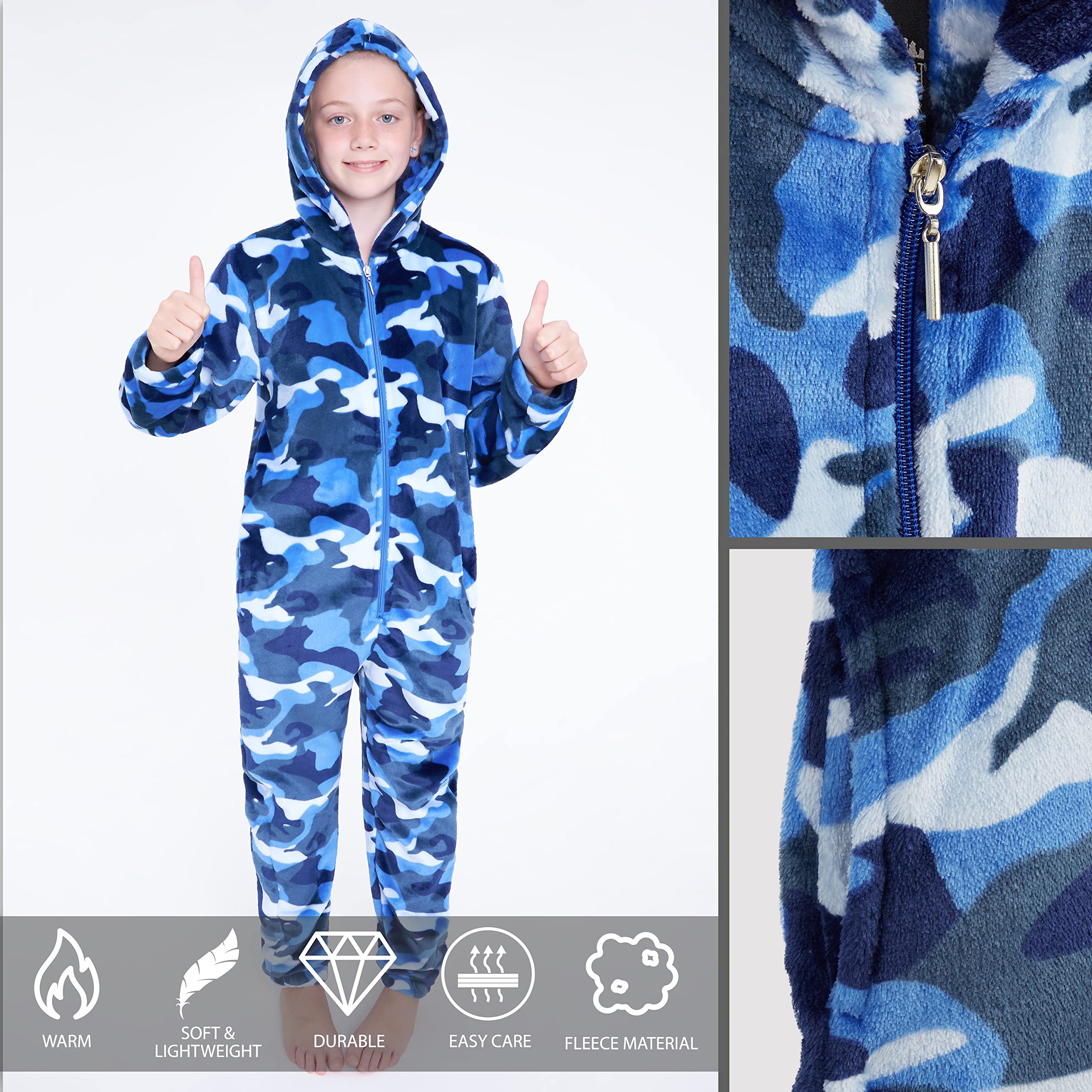 CityComfort Kids Onesie, All in One Pyjamas, Fleece Zip Up Jumpsuit - Get Trend