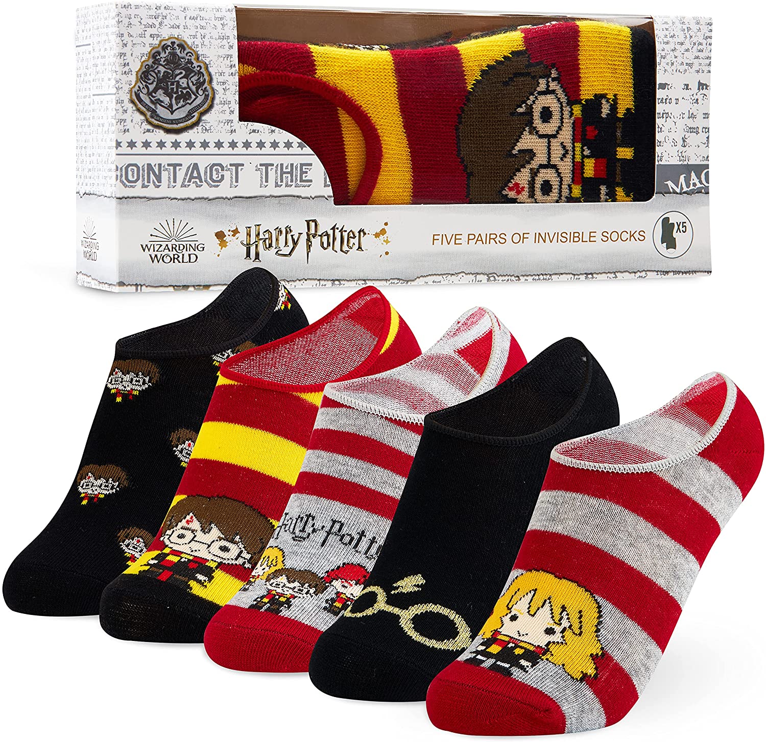 Harry Potter Invisible Socks Kids, 5 x No Show Socks Low Cut Socks Harry Potter Gifts - Get Trend