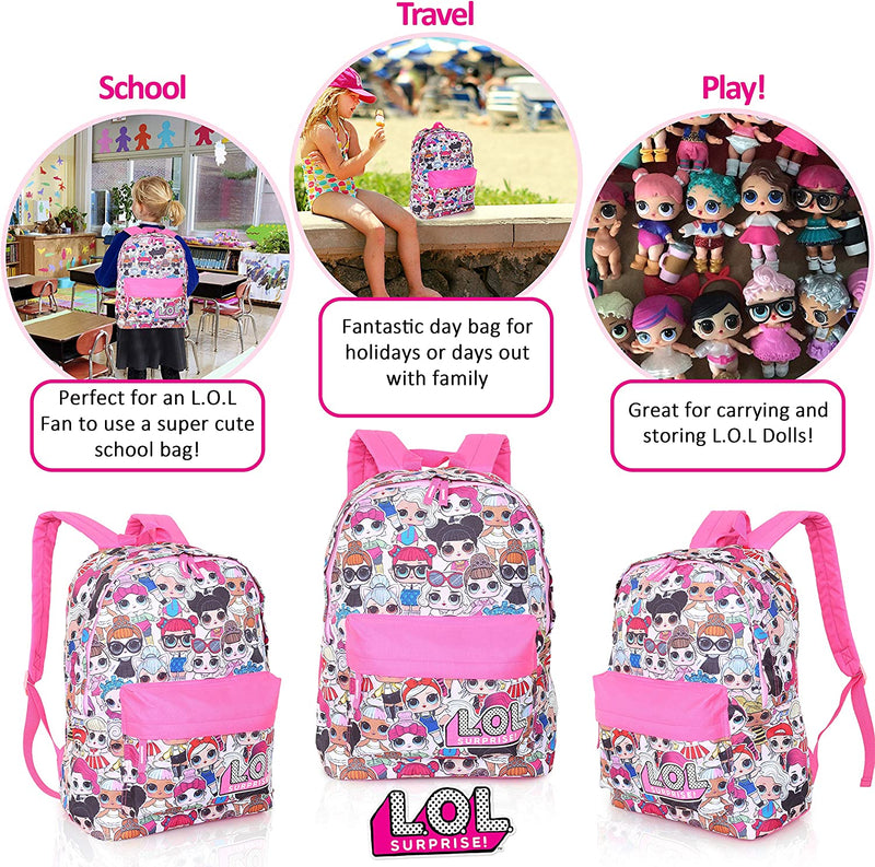 L.O.L. Surprise ! Backpack for Girls and Teens Featuring All-Over Dolls Print