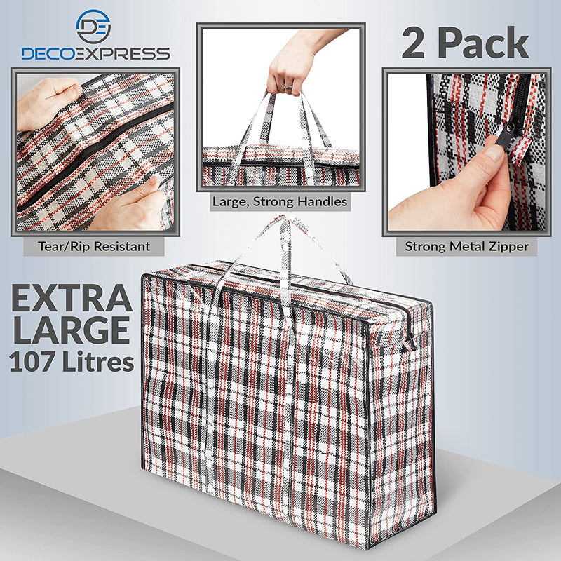 DECO EXPRESS Laundry Bags with Zips - 2 Pack Jumbo Storage Bags