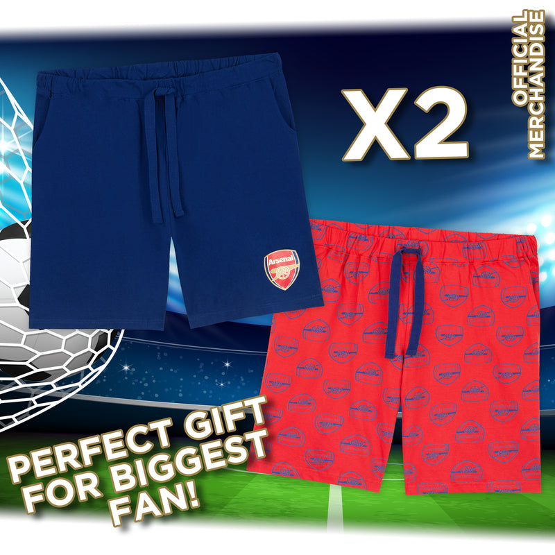 Arsenal F.C. Shorts For Men, 2 Pack Cotton Lounge Shorts, Football Gifts