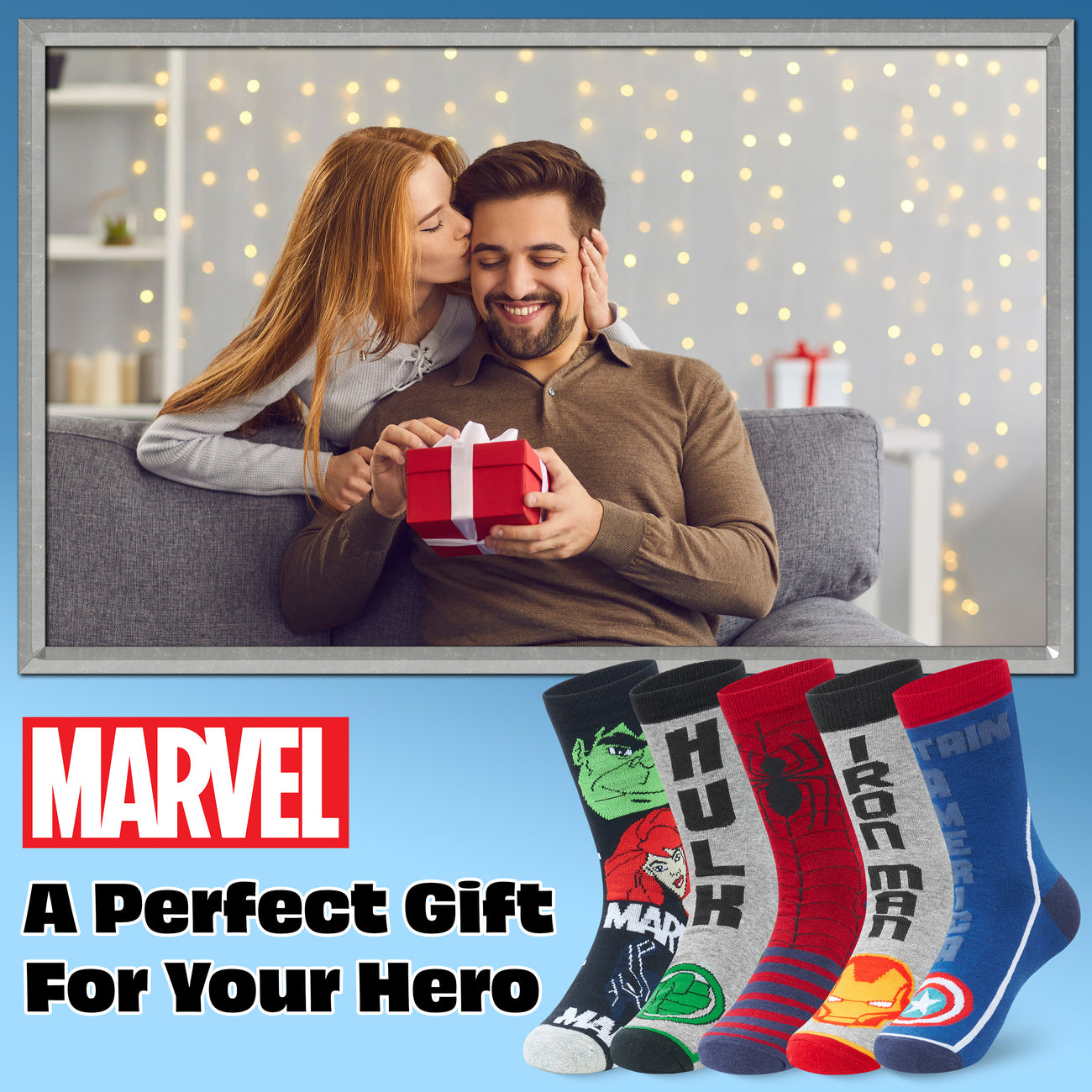 Marvel Socks Pack of 5 - Mens Socks Avengers Gifts for Men