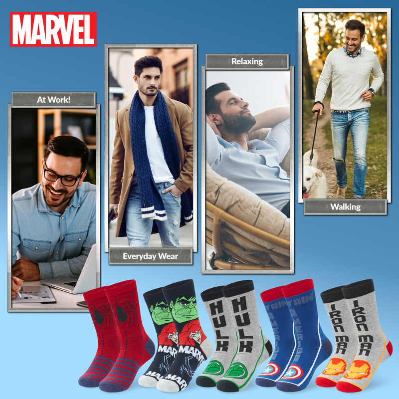 Marvel Socks Pack of 5 -  Mens Socks Avengers Gifts for Men