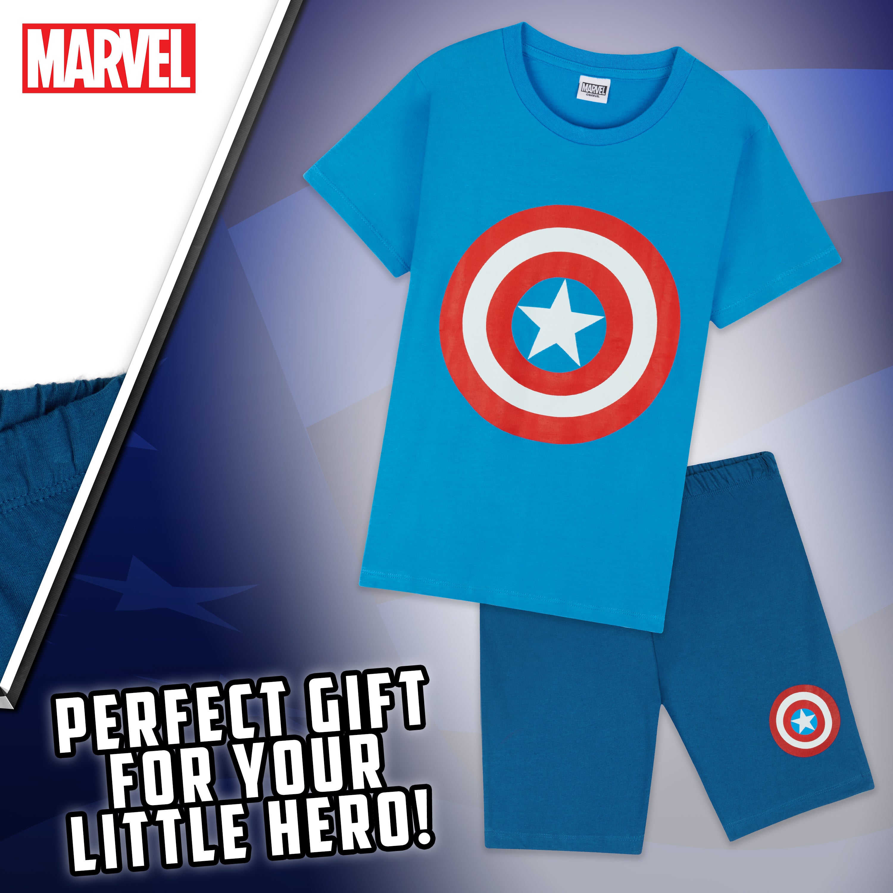 Marvel CAPTAIN AMERICA Boys Pyjamas,  Avengers Superhero Kids Short PJs - Get Trend