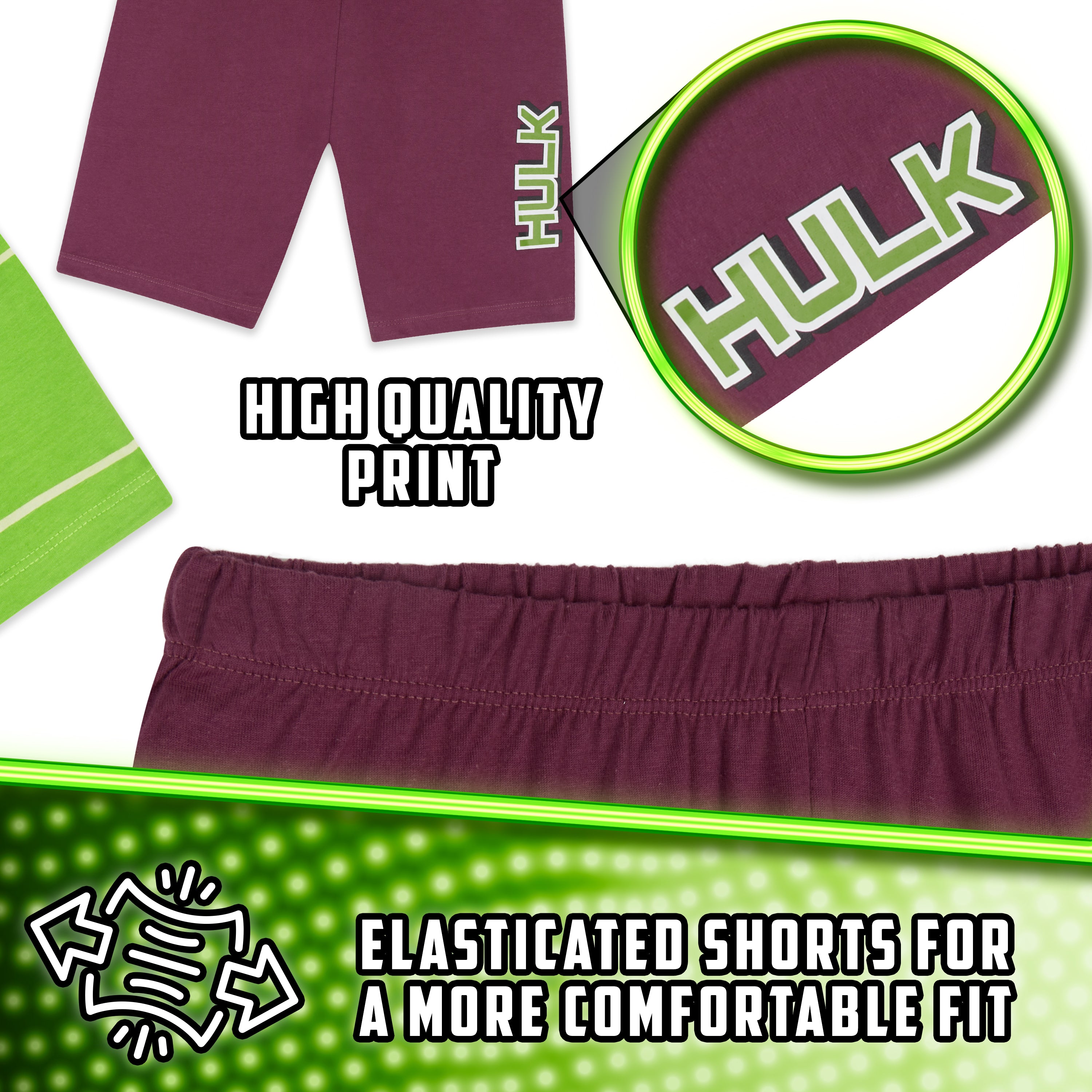 Marvel HULK Boys Pyjamas Avengers Superhero Kids Short PJs - Get Trend