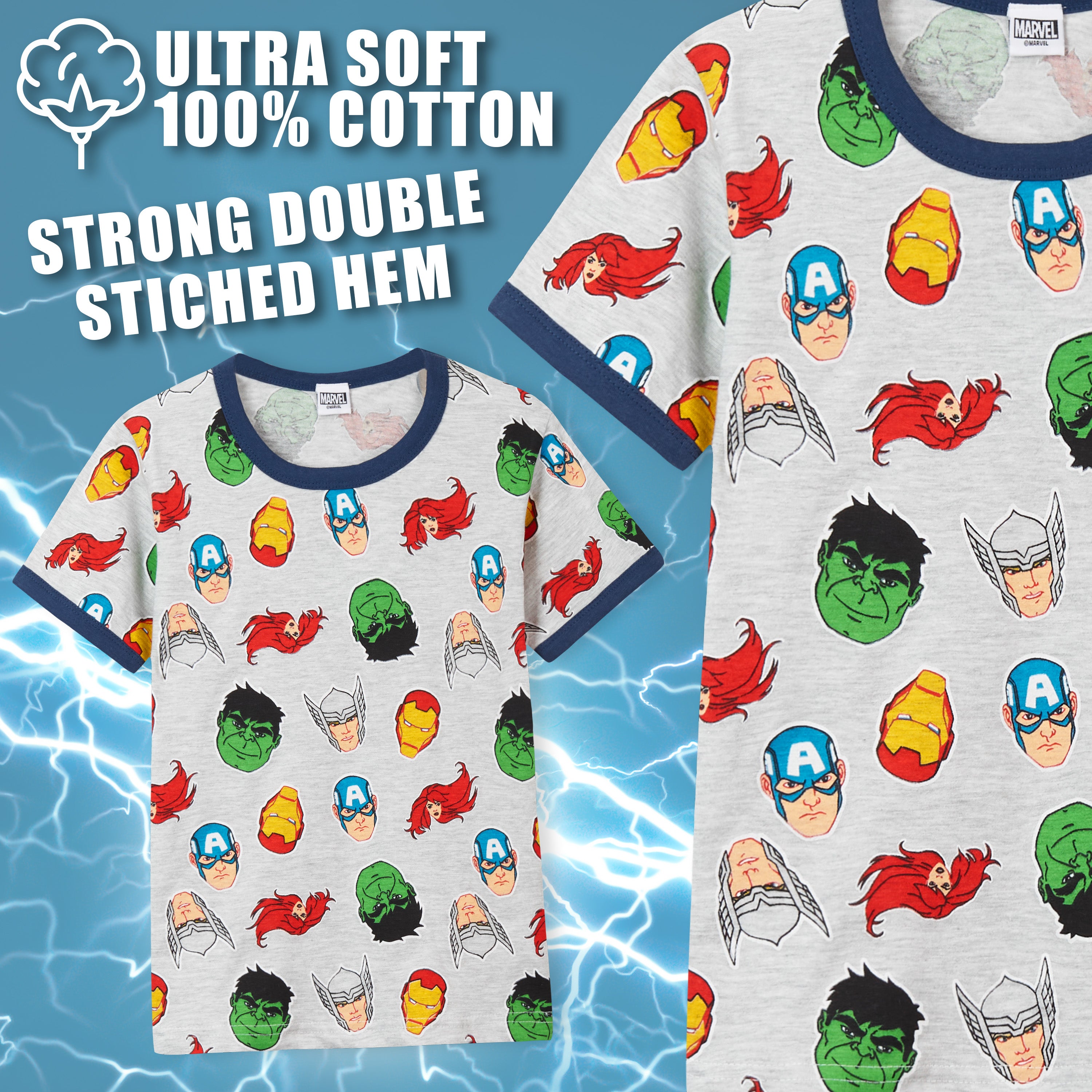 Marvel Boys Pyjamas Avengers Superhero Short PJs - Get Trend