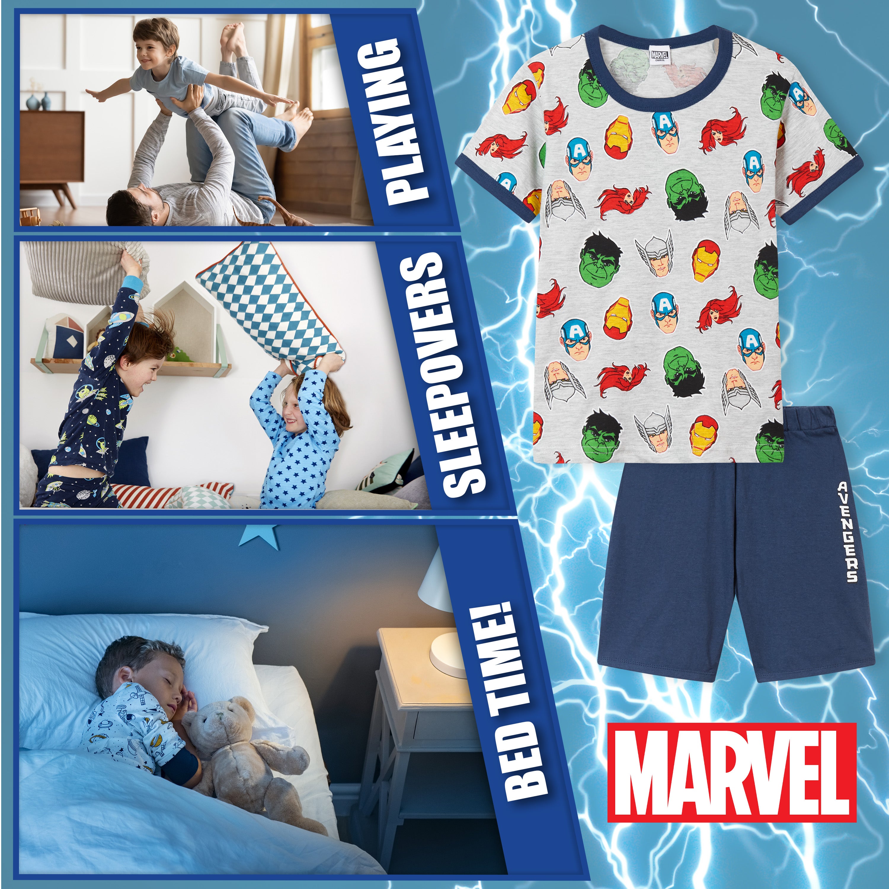 Marvel Boys Pyjamas Avengers Superhero Short PJs - Get Trend