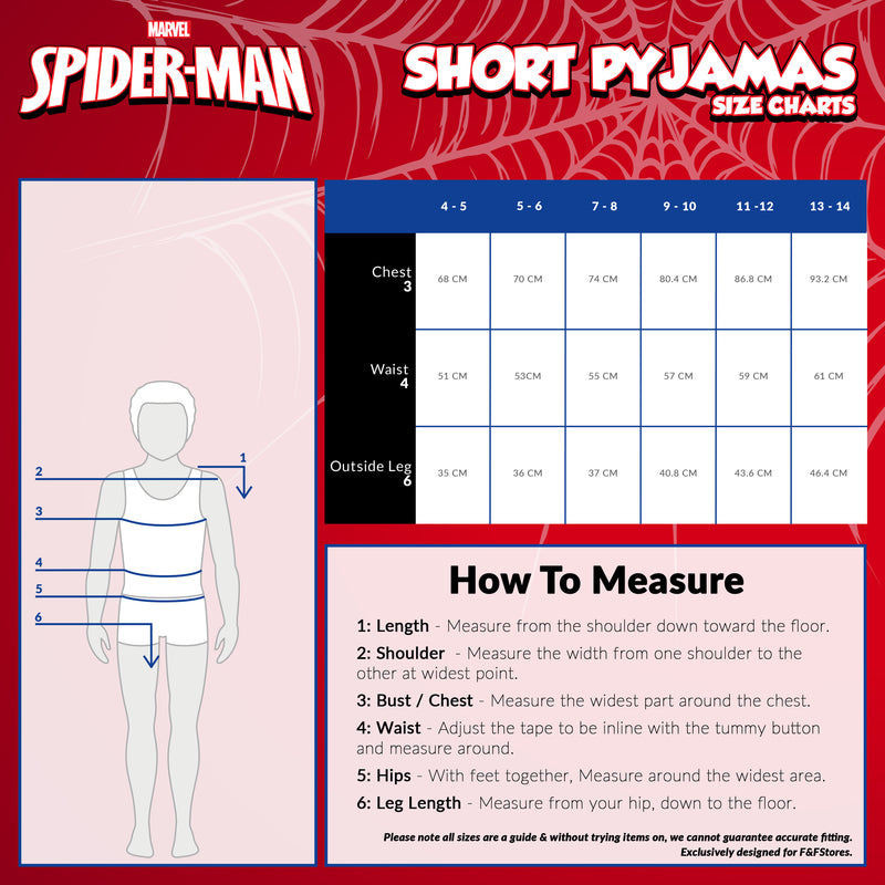 Marvel Spiderman Boys Pyjamas, Short Sleeve Boys Pyjama