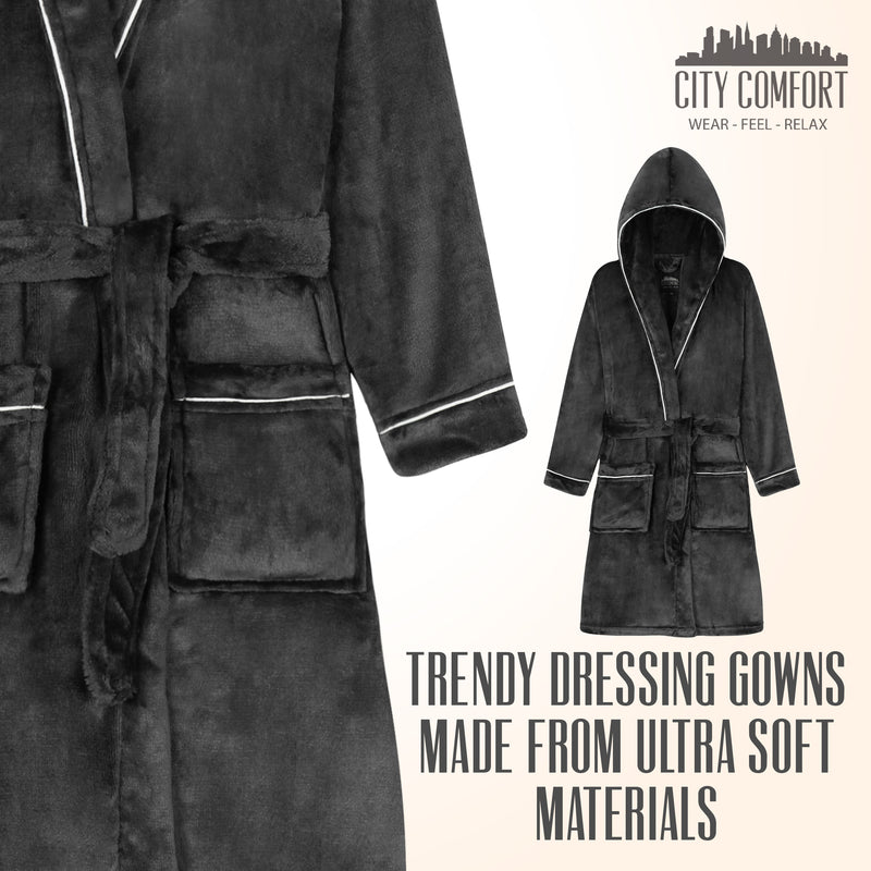 CityComfort Fleece Dressing Gown Kids Towelling Robe Bathrobe Plush Soft