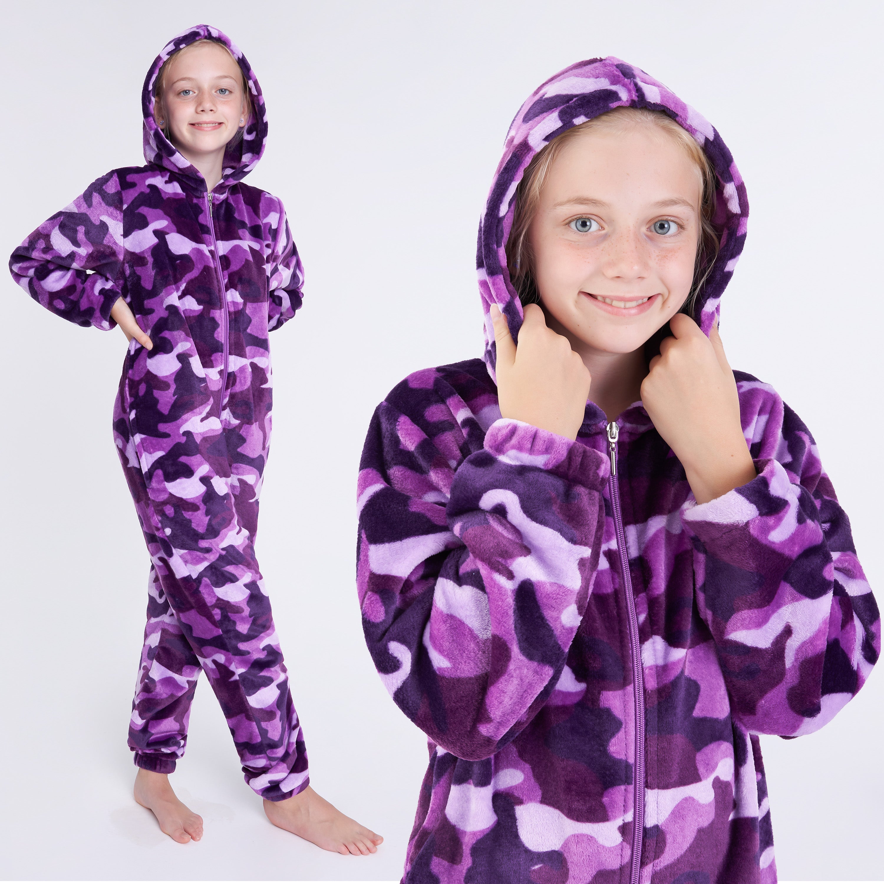 CityComfort Kids Onesie, All in One Pyjamas, Fleece Zip Up Jumpsuit - Get Trend