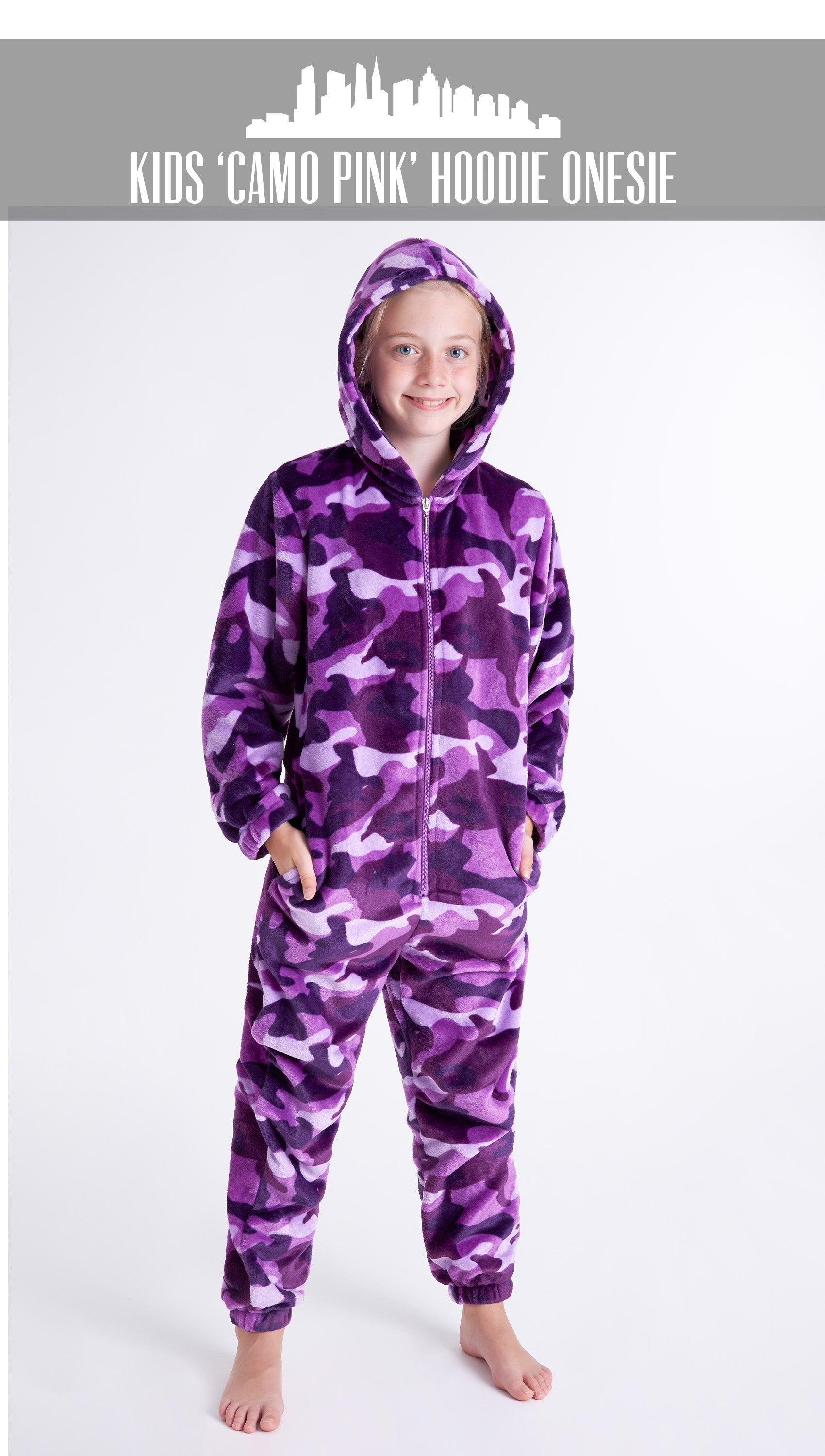 CityComfort Kids Onesie, All in One Pyjamas, Fleece Zip Up Jumpsuit - Get Trend