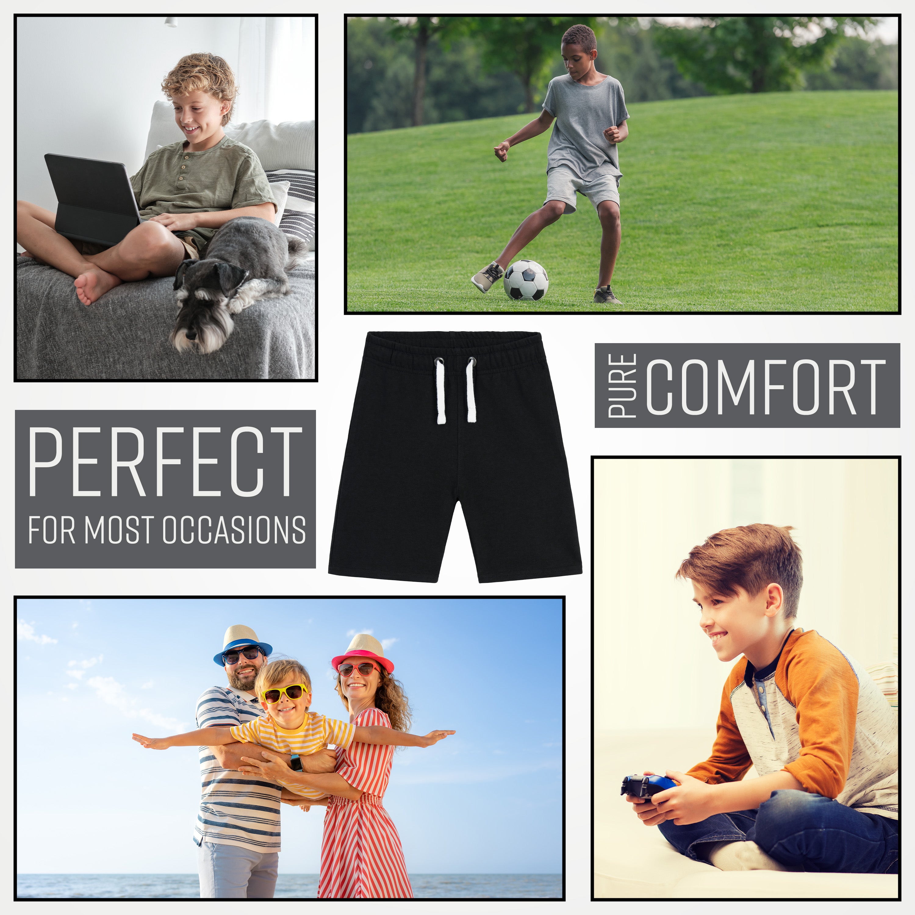 CityComfort Boys Shorts, Football Shorts with Pockets - Get Trend