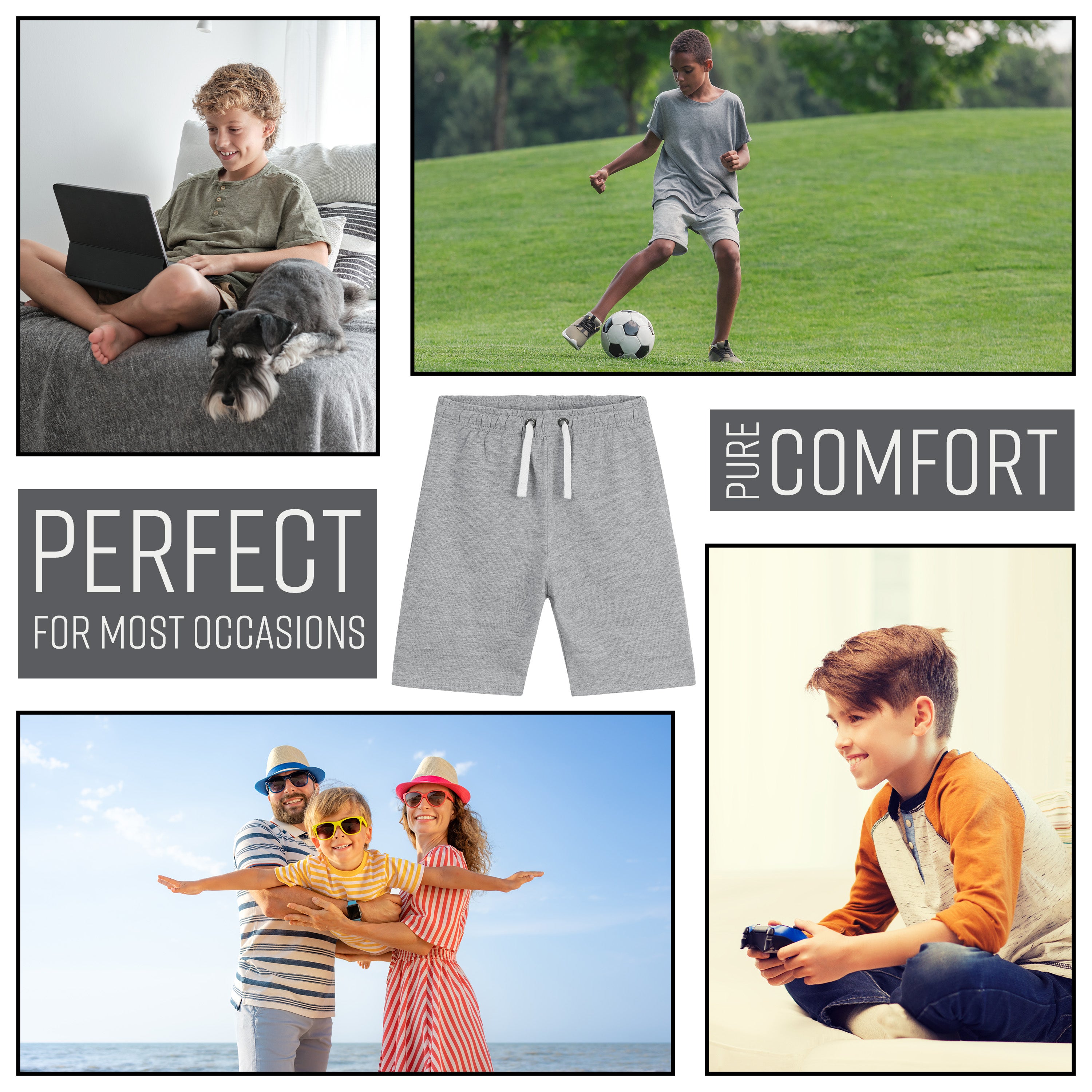 CityComfort Boys Shorts, Football Shorts with Pockets - Get Trend