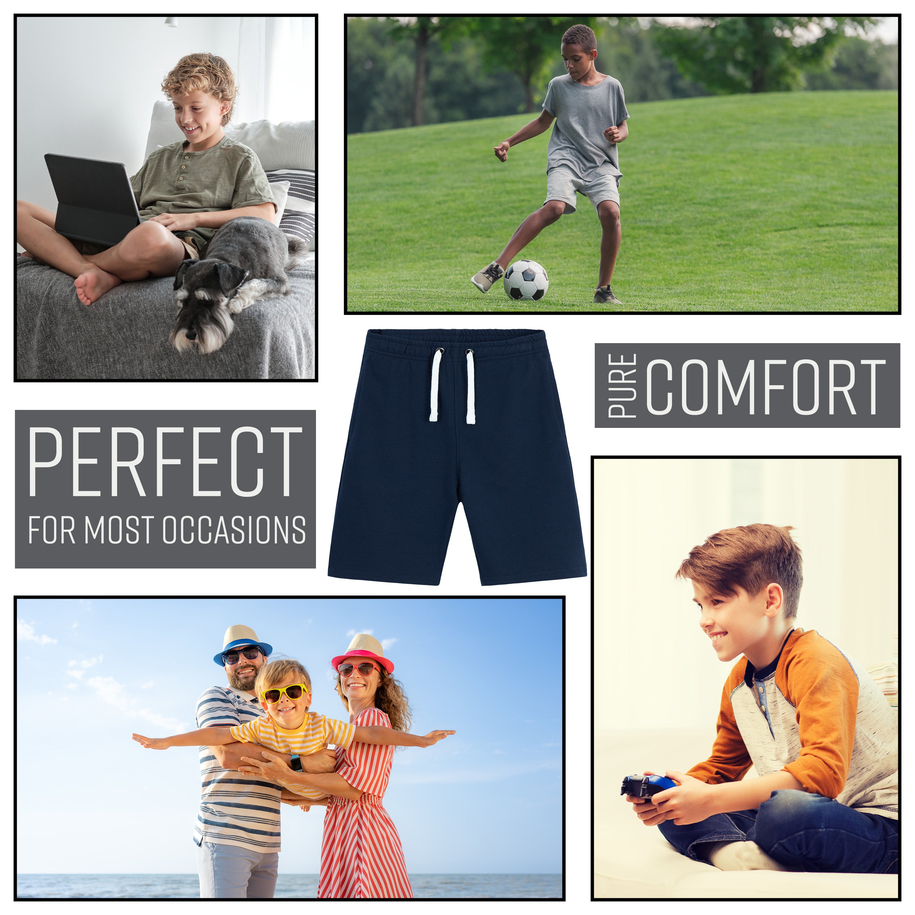 CityComfort Boys Shorts, Football Shorts with Pockets - Get Trend