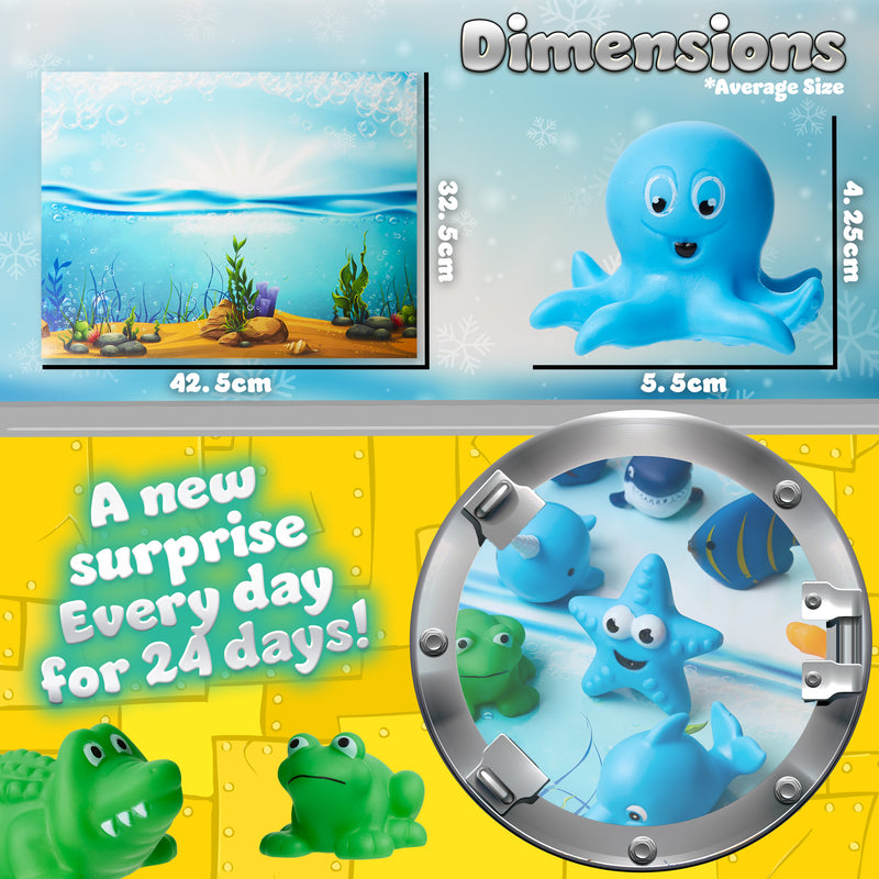 KreativeKraft Toy Advent Calendar for Kids, Rubber Bath Toys Christmas Countdown Calendar (Bath)