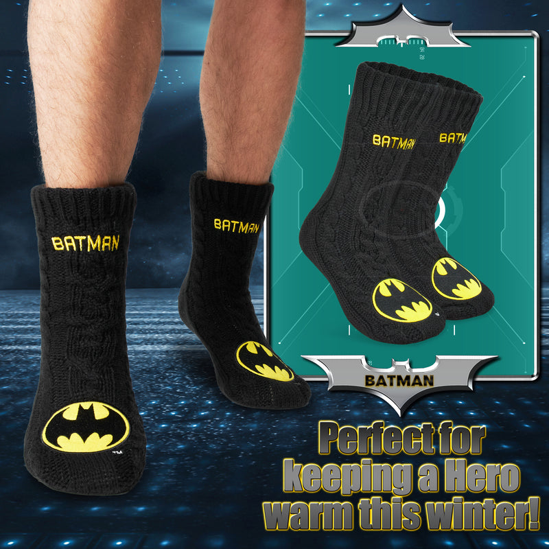 DC Comics Mens Slipper Socks, Batman Mens Fluffy Socks, Gifts for Men