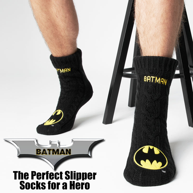 DC Comics Mens Slipper Socks, Batman Mens Fluffy Socks, Gifts for Men