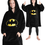 DC Comics Oversized Hoodie Blanket for Kids, Official Batman Gifts for Boys (Black) - Get Trend