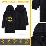 DC Comics Oversized Hoodie Blanket for Kids, Official Batman Gifts for Boys (Black) - Get Trend