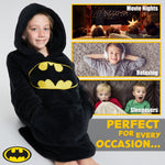 DC Comics Oversized Hoodie Blanket for Kids, Official Batman Gifts for Boys (Black) - Get Trend