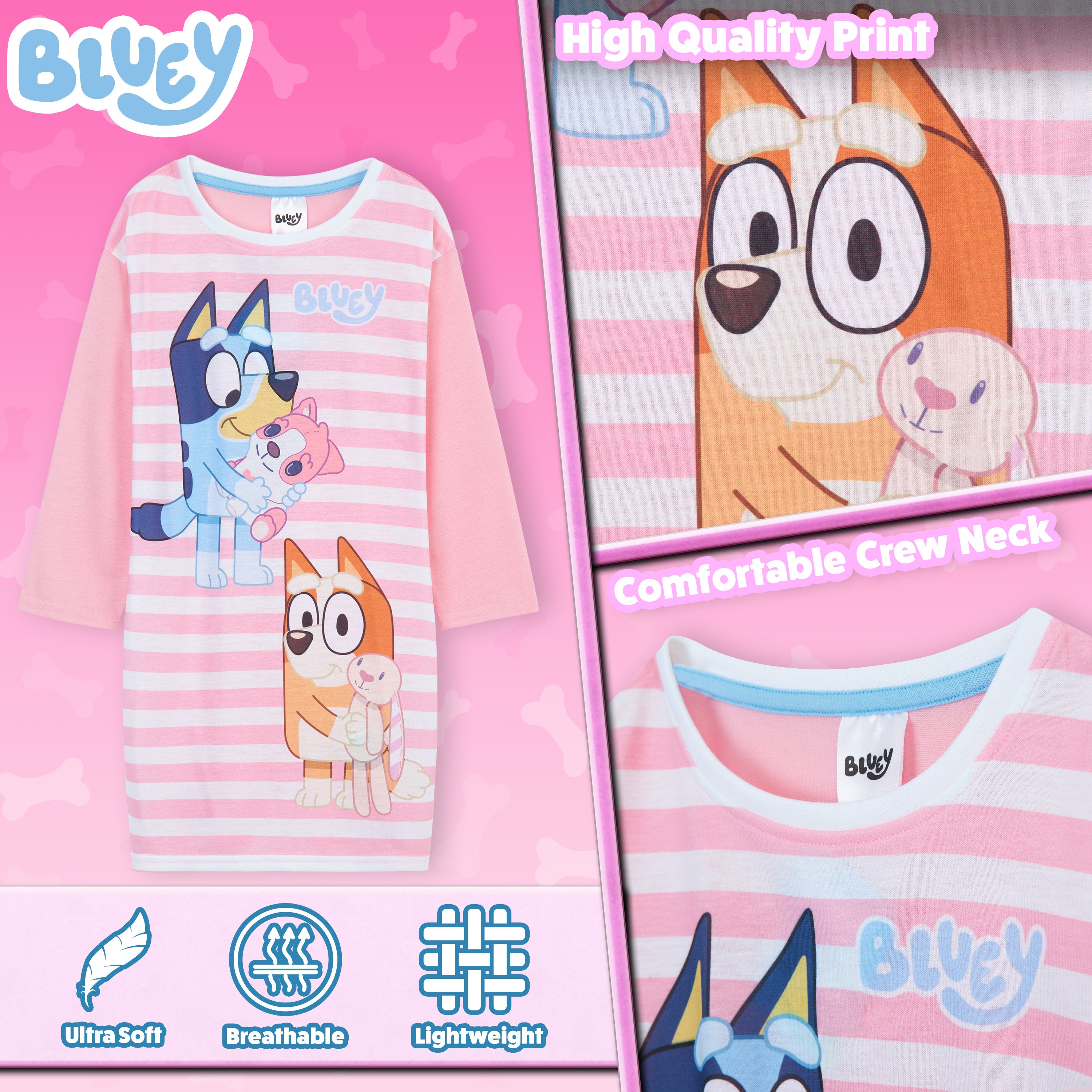 Bluey Girls Nightdress, Bluey Pyjamas Gifts for Girls - Get Trend