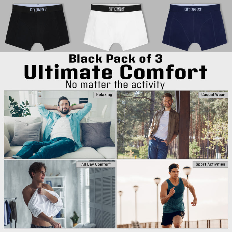 3 Pack of Mens Boxer Shorts, Bamboo Underwear Trunks for Men and Teenagers