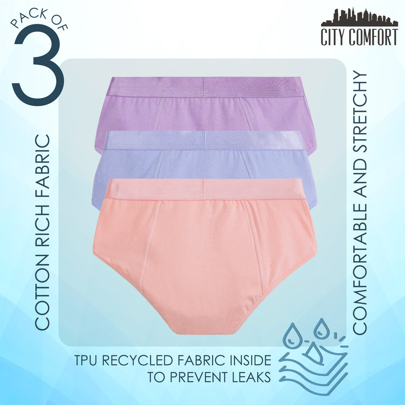 CityComfort Period Pants for Teenage Girls, Girls Underwear Pack of 3