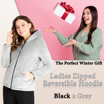 CityComfort Hoodies for Women, Fluffy Reversible Fleece Hoodie, Fleece Jacket Women - Get Trend