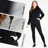 CityComfort Hoodies for Women, Fluffy Reversible Fleece Hoodie, Fleece Jacket Women - Get Trend