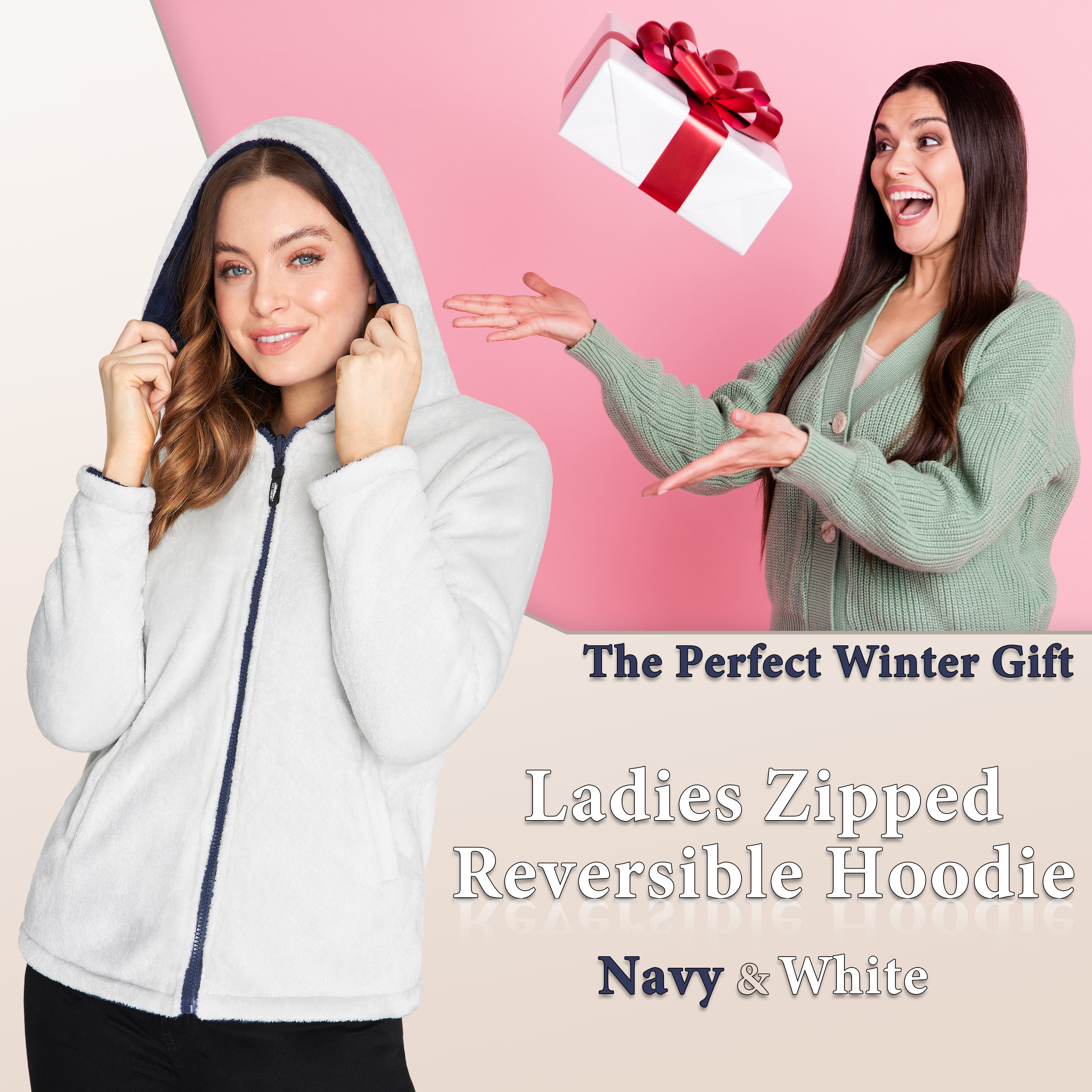 CityComfort Hoodies for Women, Fluffy Reversible Fleece Hoodie, Fleece Jacket Women - Get Trend