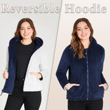 CityComfort Hoodies for Women, Fluffy Reversible Fleece Hoodie, Fleece Jacket Women - Get Trend