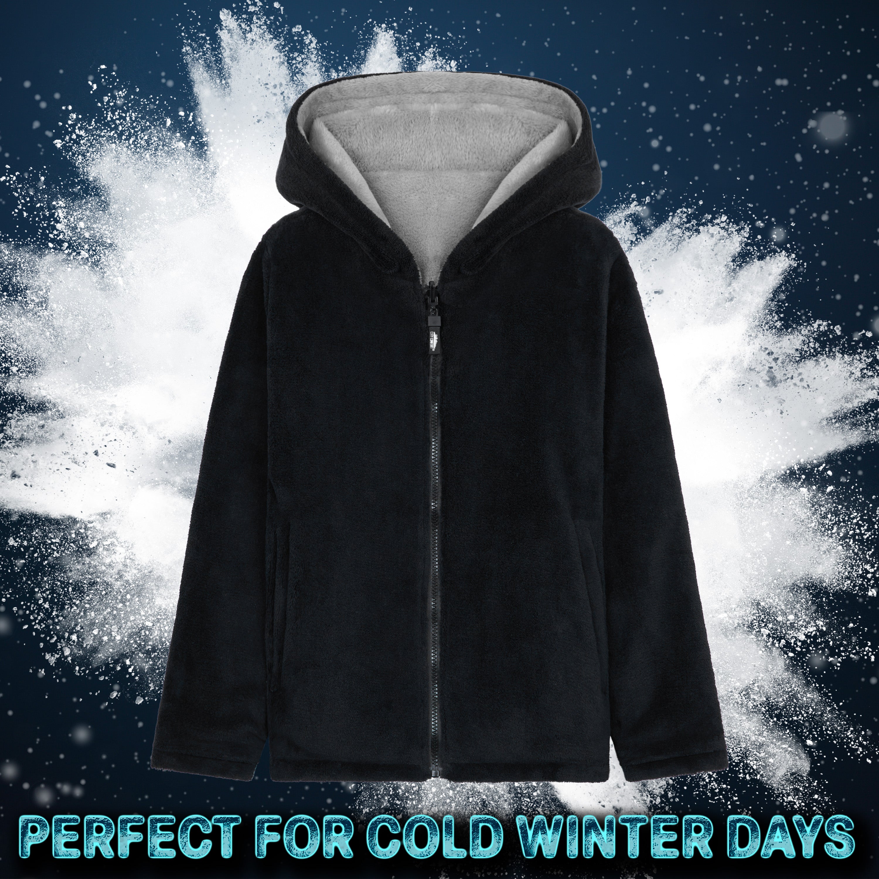 CityComfort Kids Hoodie Fleece, Zip Up Fluffy Hoodie for Boys and Girls, Reversible Kids Fleece Jacket - Get Trend