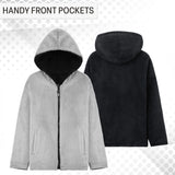 CityComfort Kids Hoodie Fleece, Zip Up Fluffy Hoodie for Boys and Girls, Reversible Kids Fleece Jacket - Get Trend