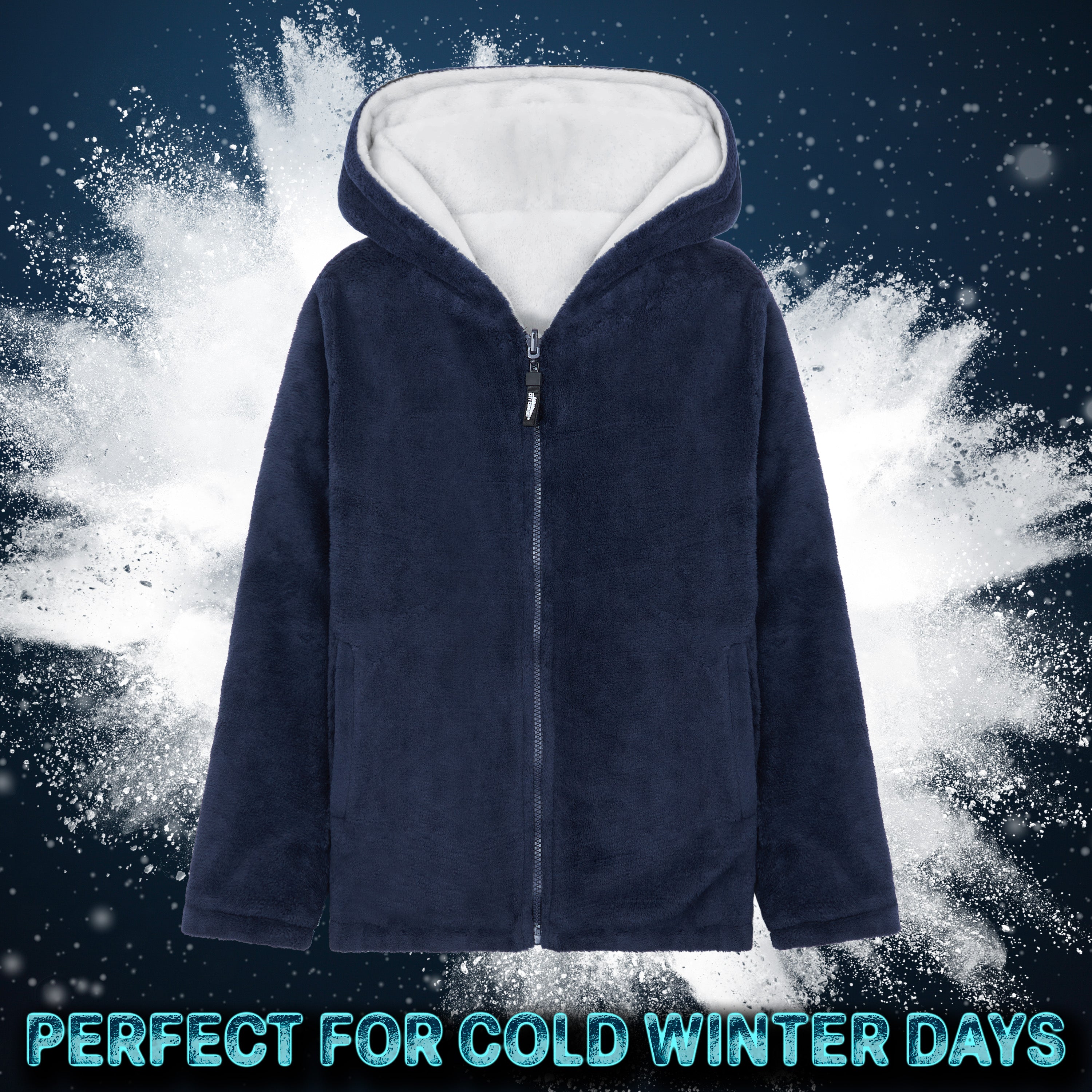 CityComfort Kids Hoodie Fleece, Zip Up Fluffy Hoodie for Boys and Girls, Reversible Kids Fleece Jacket - Get Trend