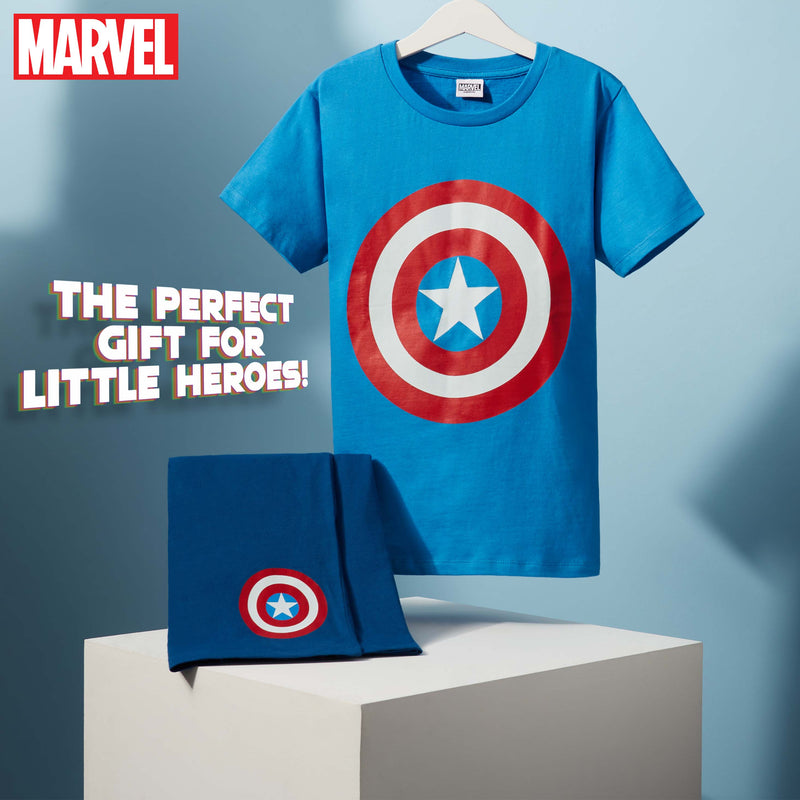 Marvel CAPTAIN AMERICA Boys Pyjamas,  Avengers Superhero Kids Short PJs - Get Trend