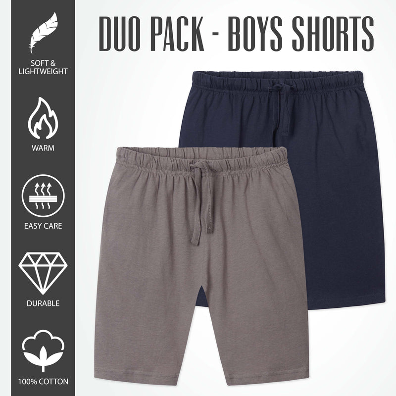 CityComfort Set of 2 Jersey Shorts in 4 Colors with Pockets for Boys